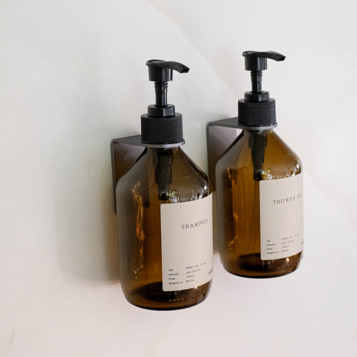 Duo in the shower - CARE Set - brown glass - aluminum