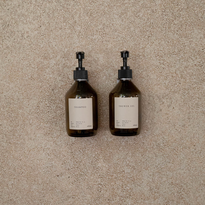 Duo in the shower - CARE Set - brown glass - aluminum