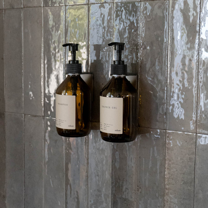 Duo in the shower - CARE Set - brown glass - aluminum