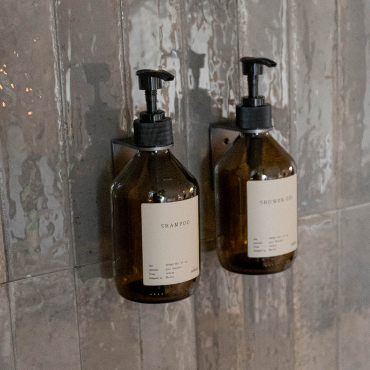 Duo in the shower - CARE Set - brown glass - aluminum