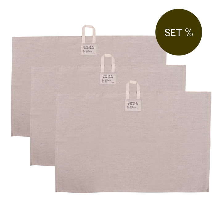 3-er Set Geschirrtuch - DISHES & WORKTOP - natur uni